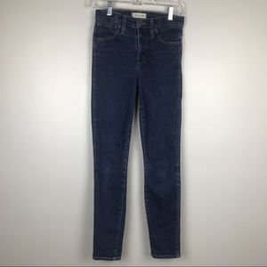 Madewell 10” high rise skinny dark wash jeans 25